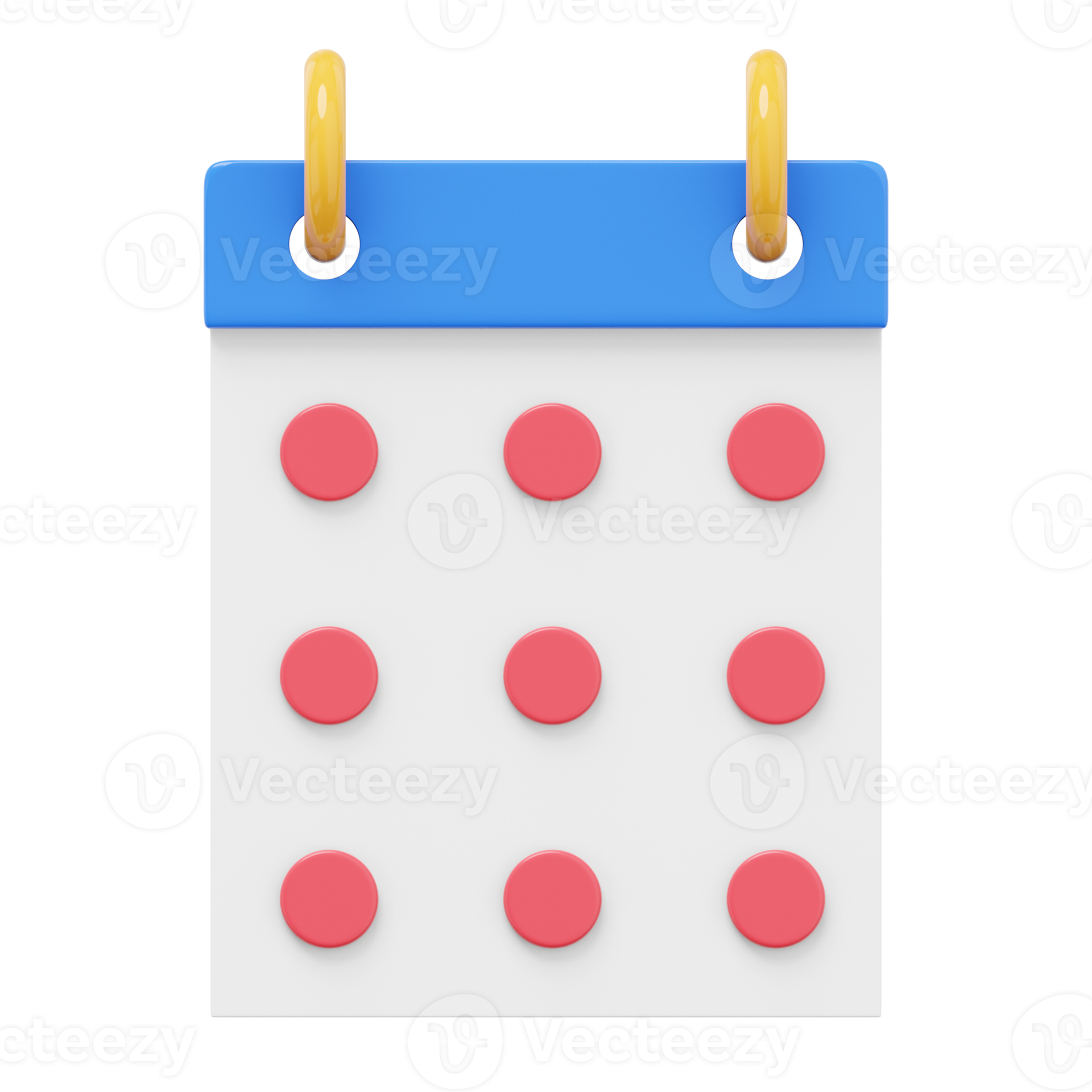 Free Simple flip calendar. 3D rendering. PNG icon on transparent