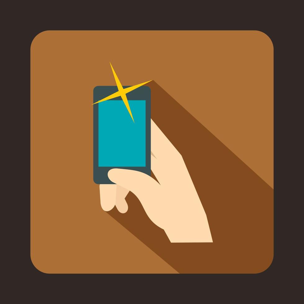 Hand taking pictures on cell phone icon vector