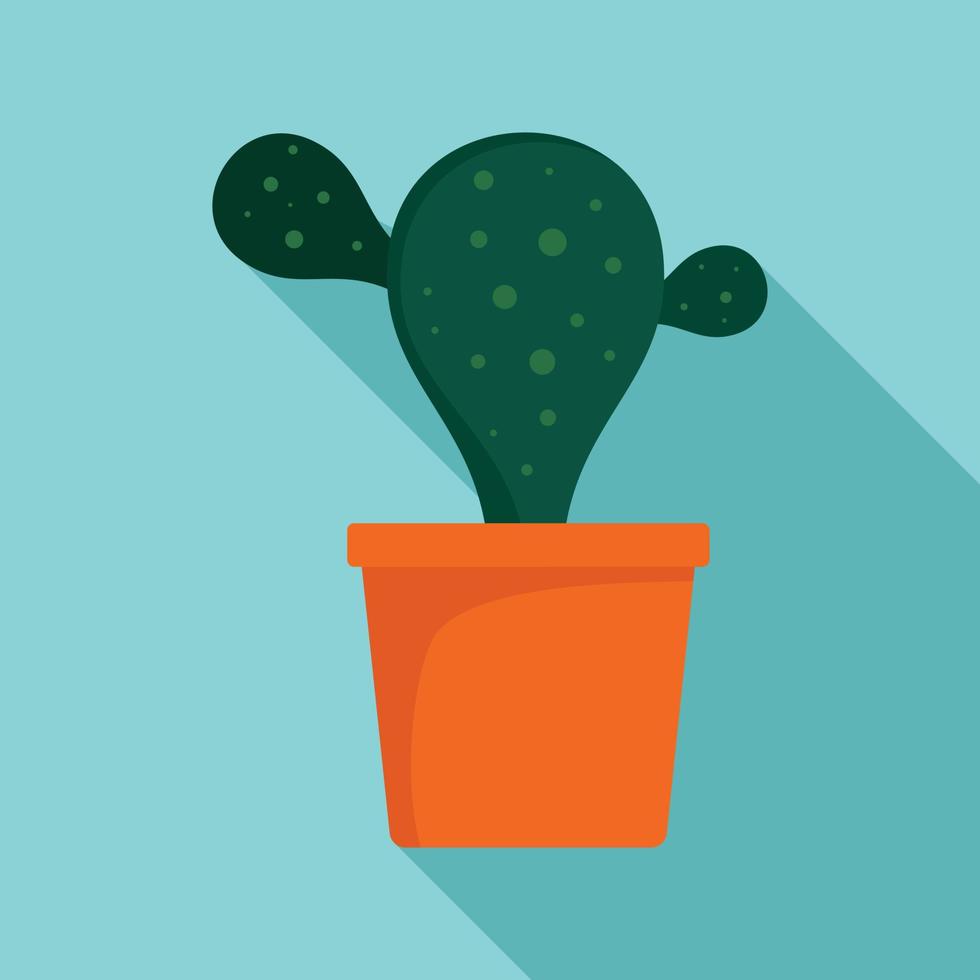 Natural cactus pot icon, flat style vector