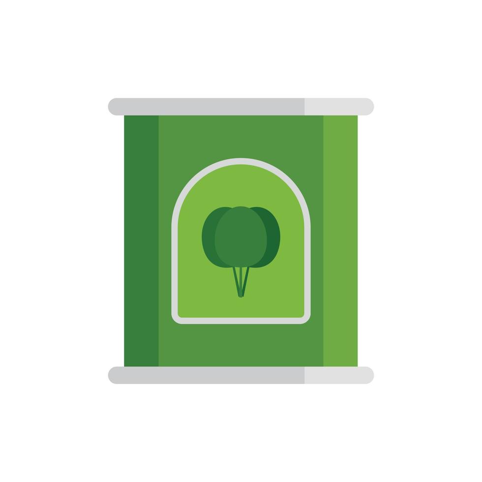Spinach tin icon, flat style vector