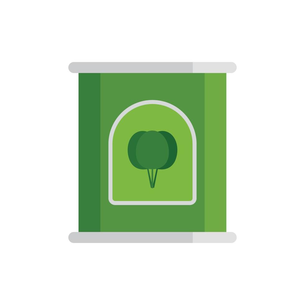 Spinach tin icon, flat style vector