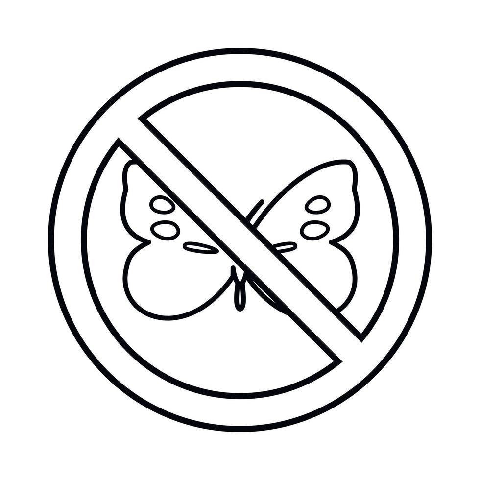 No butterfly sign icon, outline style vector