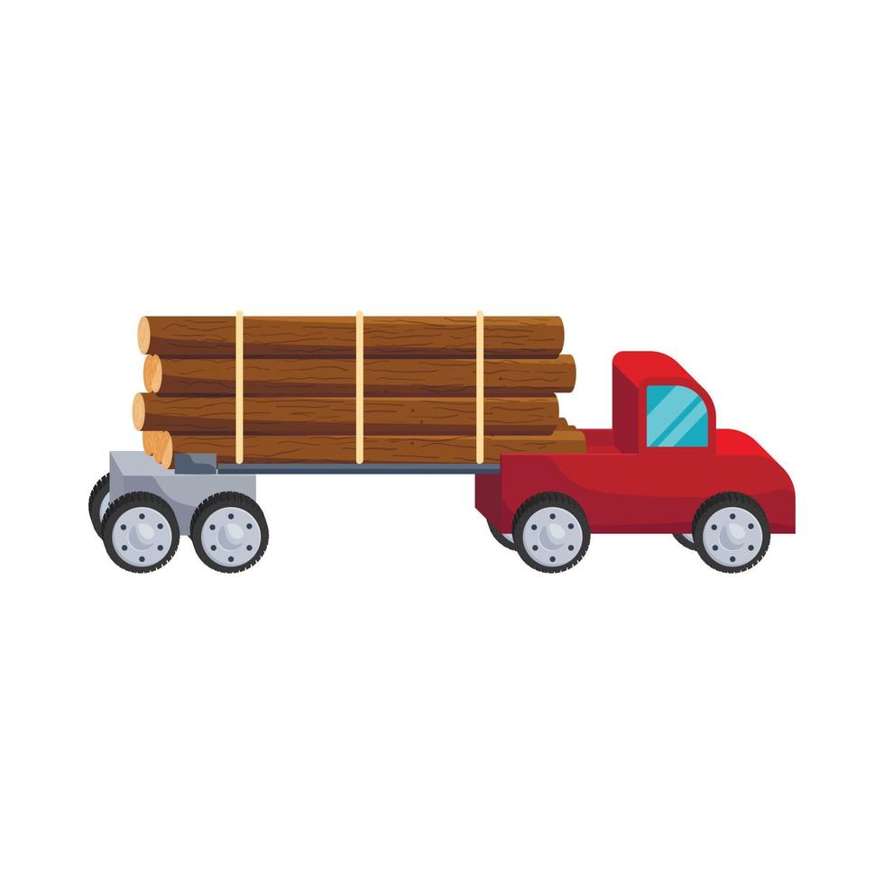 Logging truck logs icon, cartoon style vector