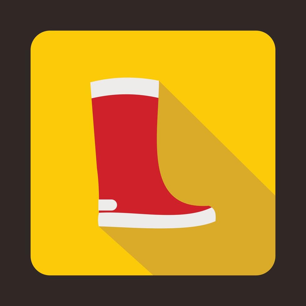 icono de bota de goma roja, tipo plano vector