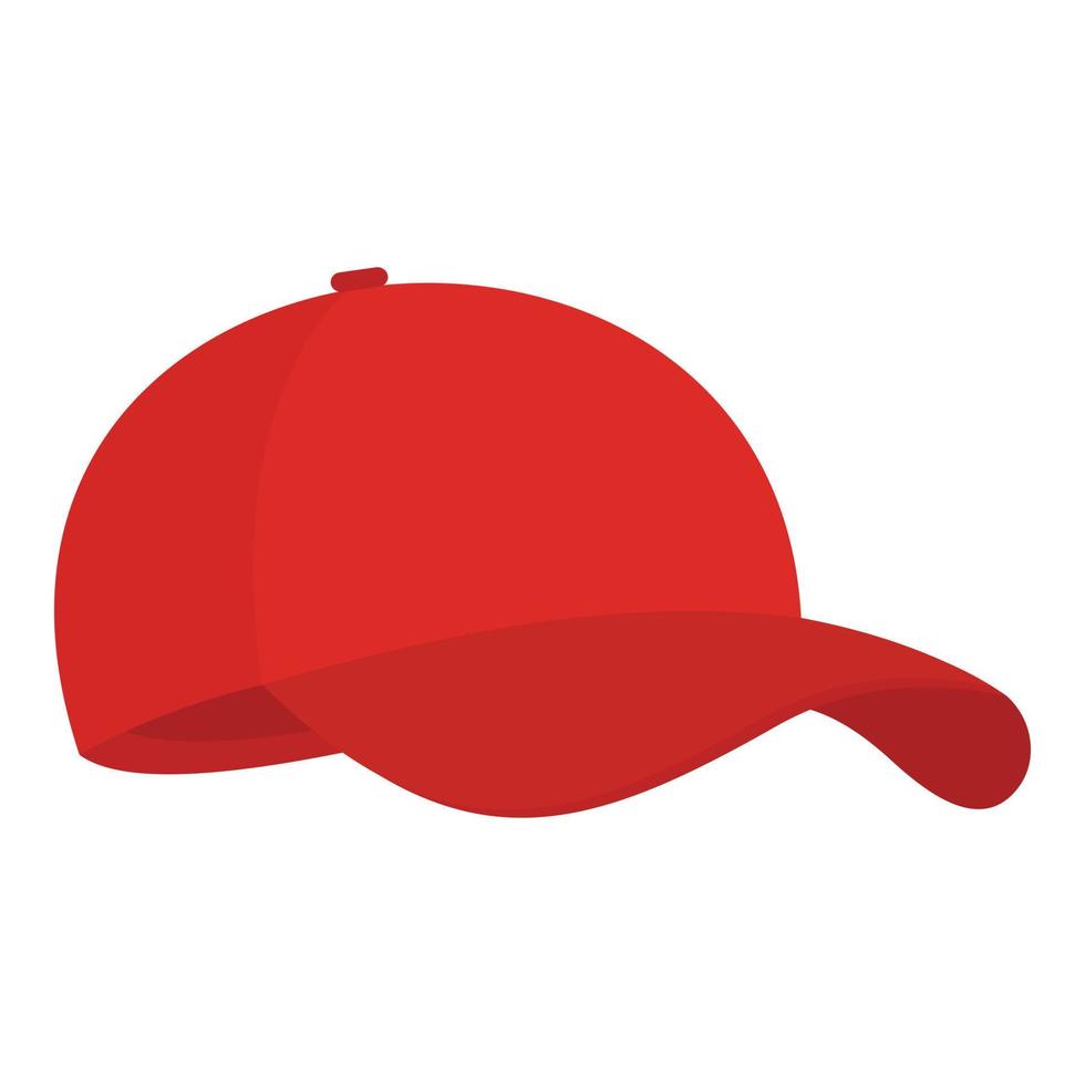 Red baseball cap icon, flat style. vector