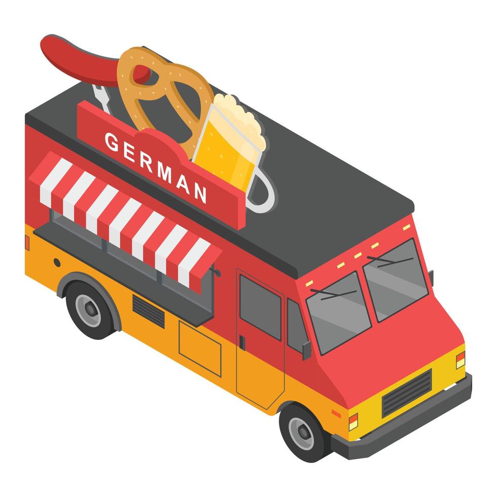 German food truck icon, isometric style vector