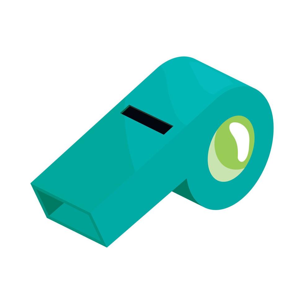 Turquoise sport whistle icon, cartoon style vector