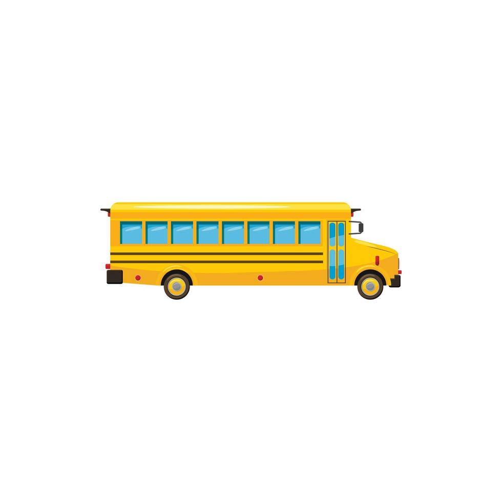 Yellow school bus icon, cartoon style vector