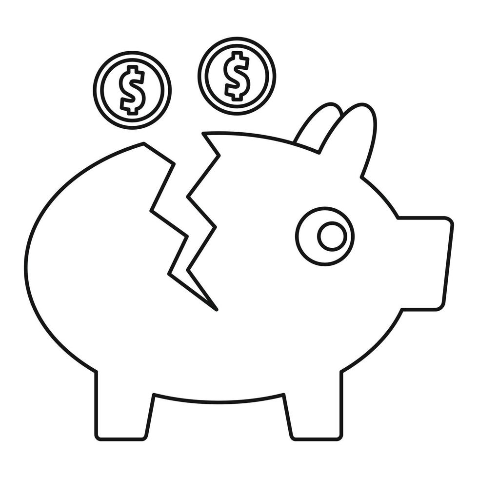 Piggy bank icon, outline style vector