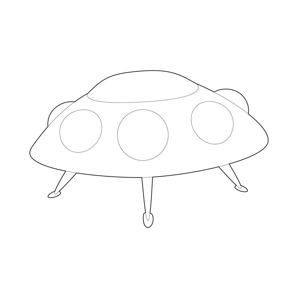 UFO saucer icon in outline style vector