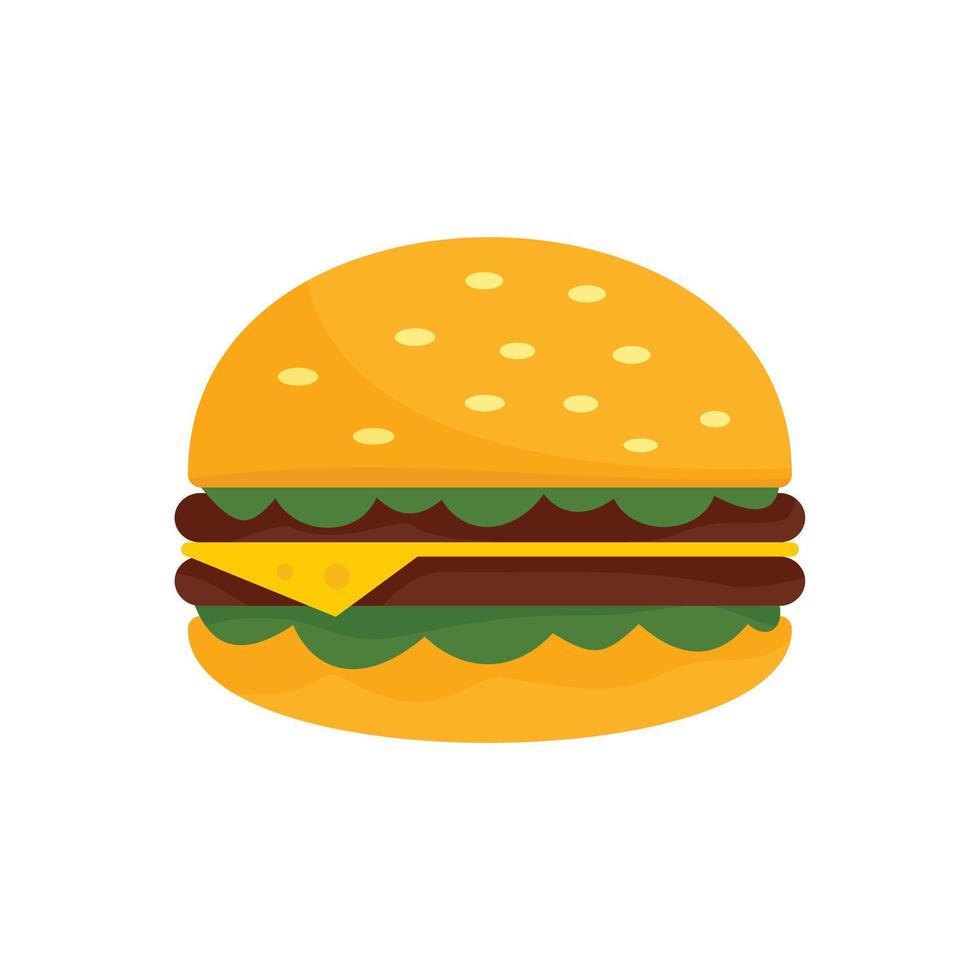 Unhealthy burger icon, flat style vector