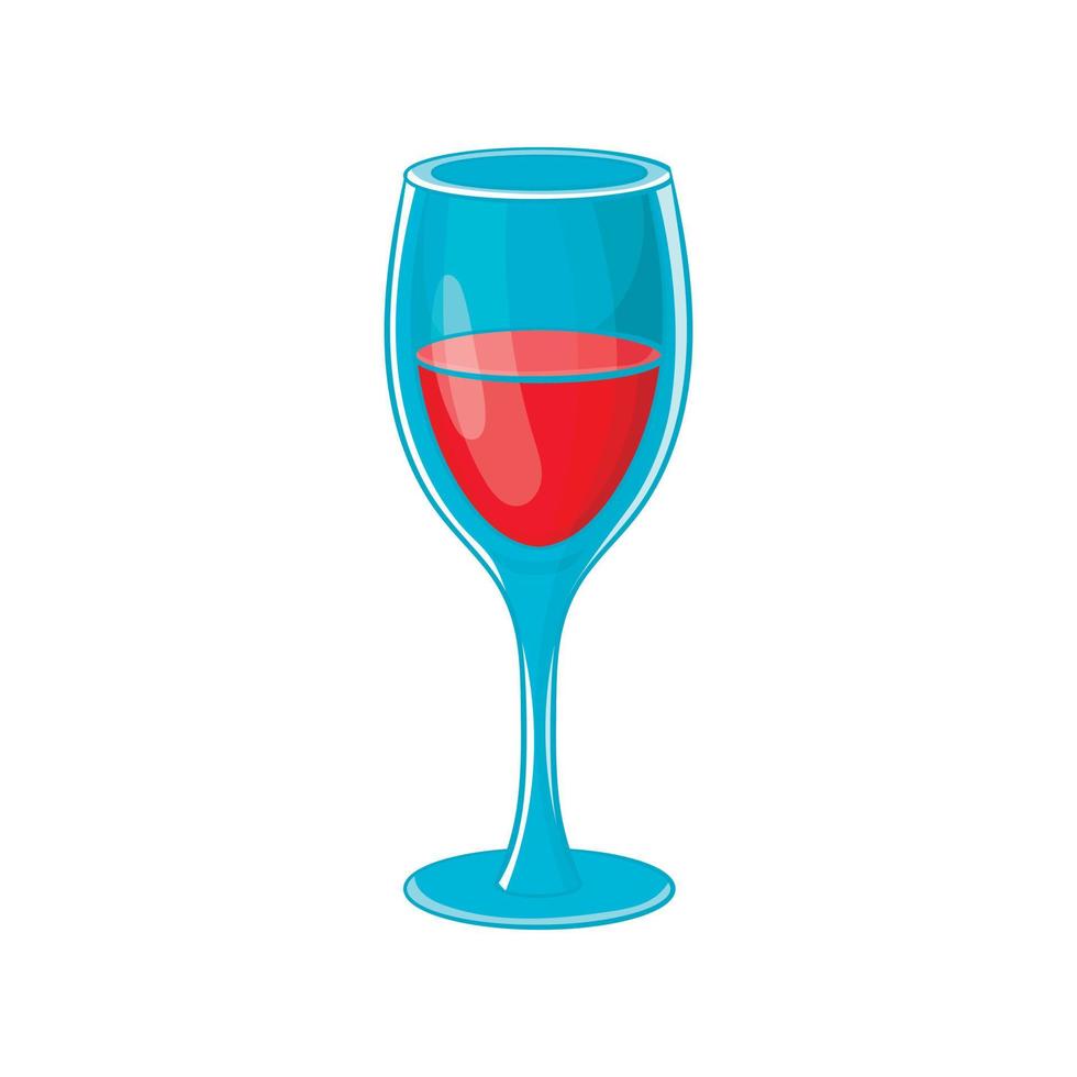 Glass of red wine icon, cartoon style vector