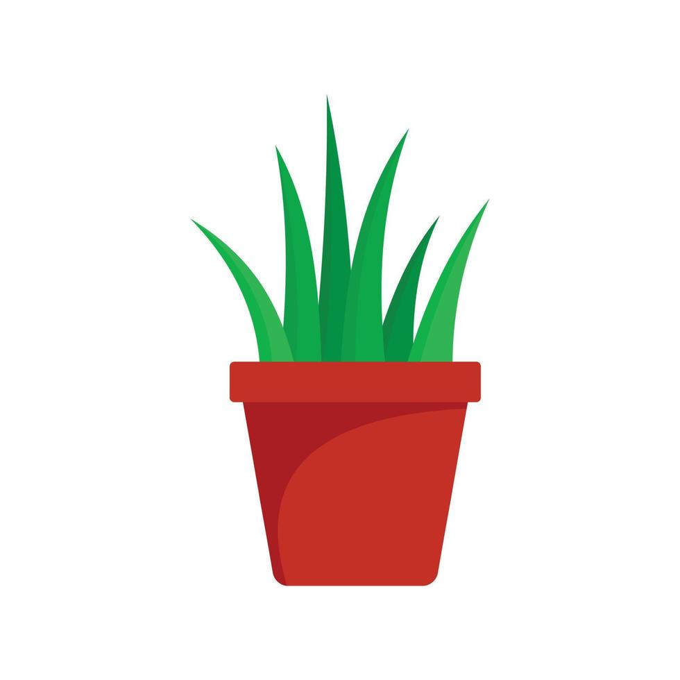 Aloe vera in pot icon, flat style vector