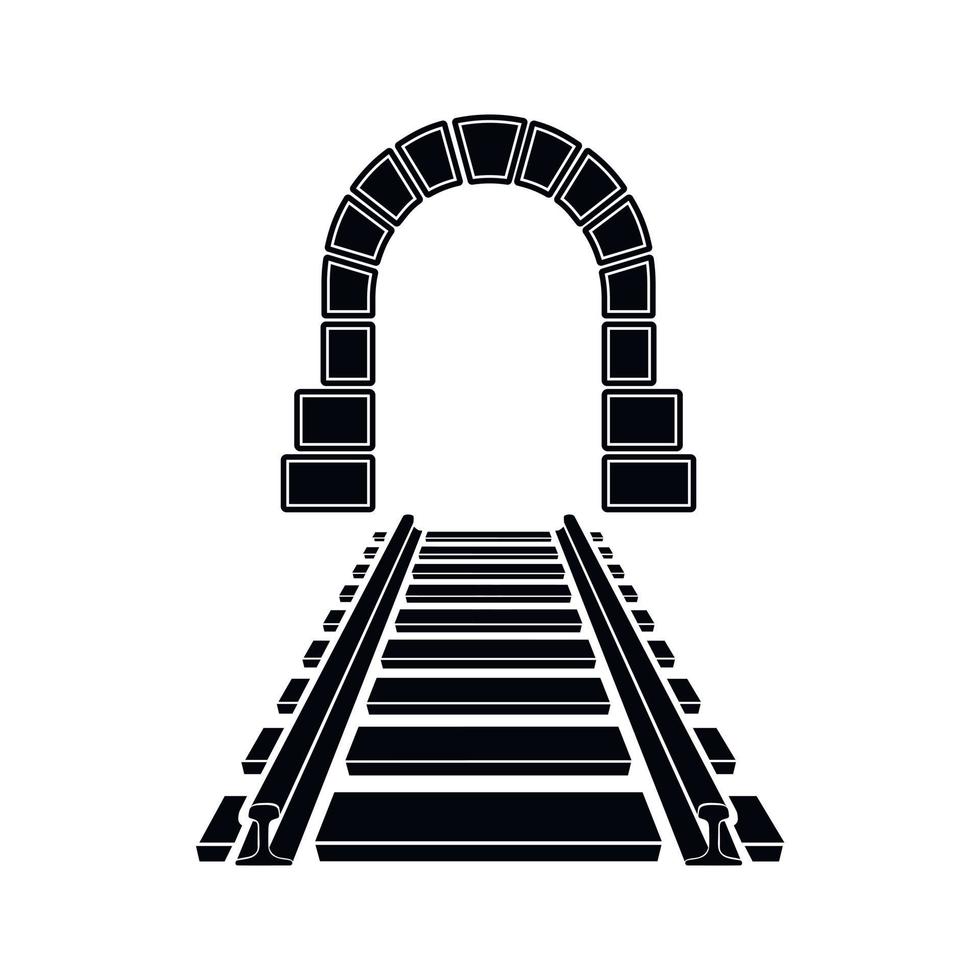 túnel de montaña e icono de ferrocarril, estilo simple vector