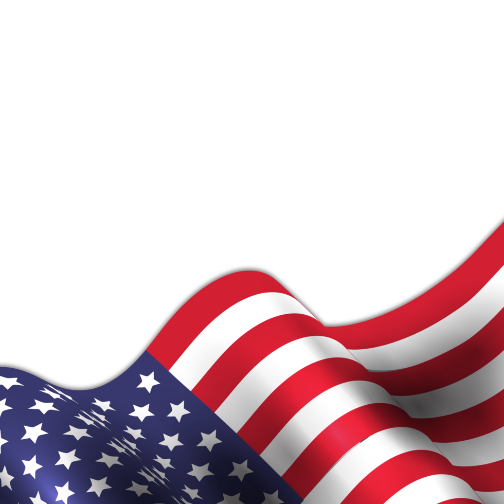 Realistic American Wavy Flag Border Frame png