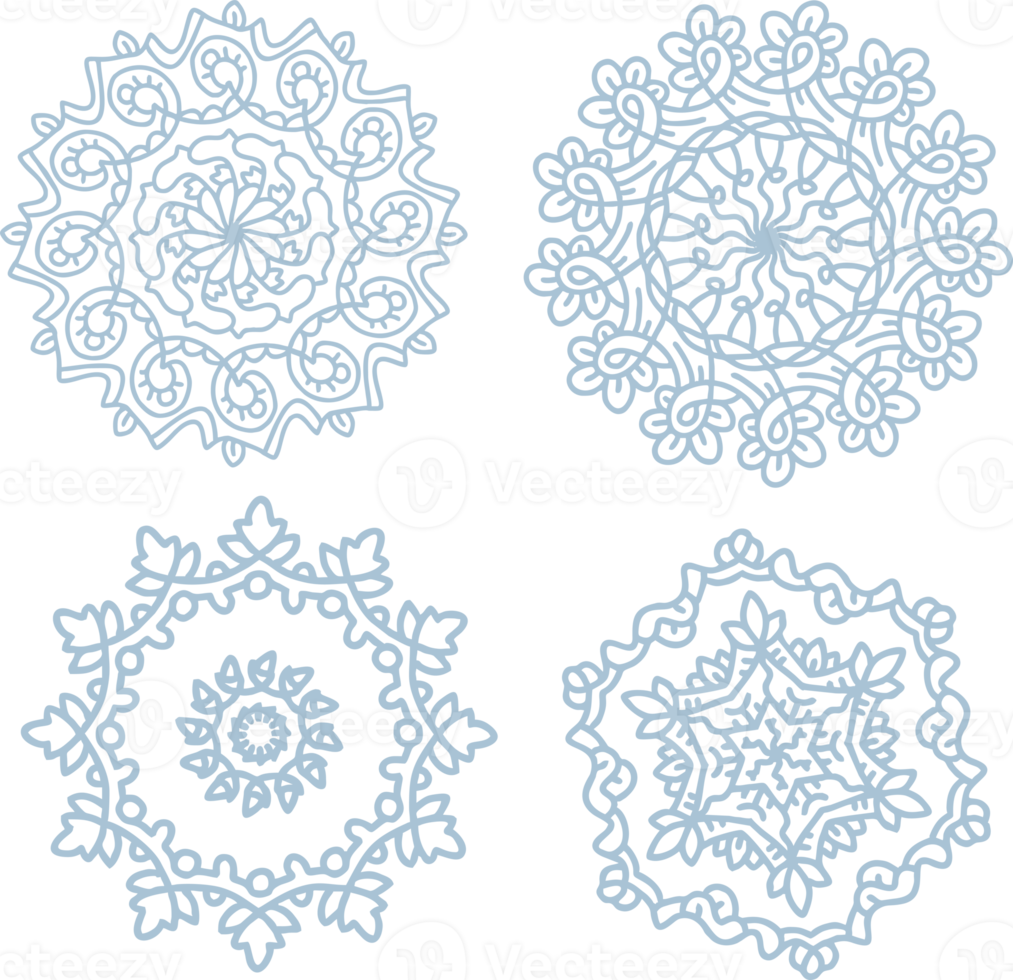 Set of winter openwork decorative snowflakes. png