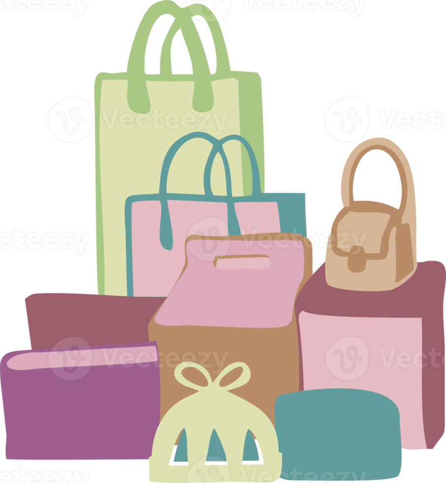 Boxes and bags with purchases. png