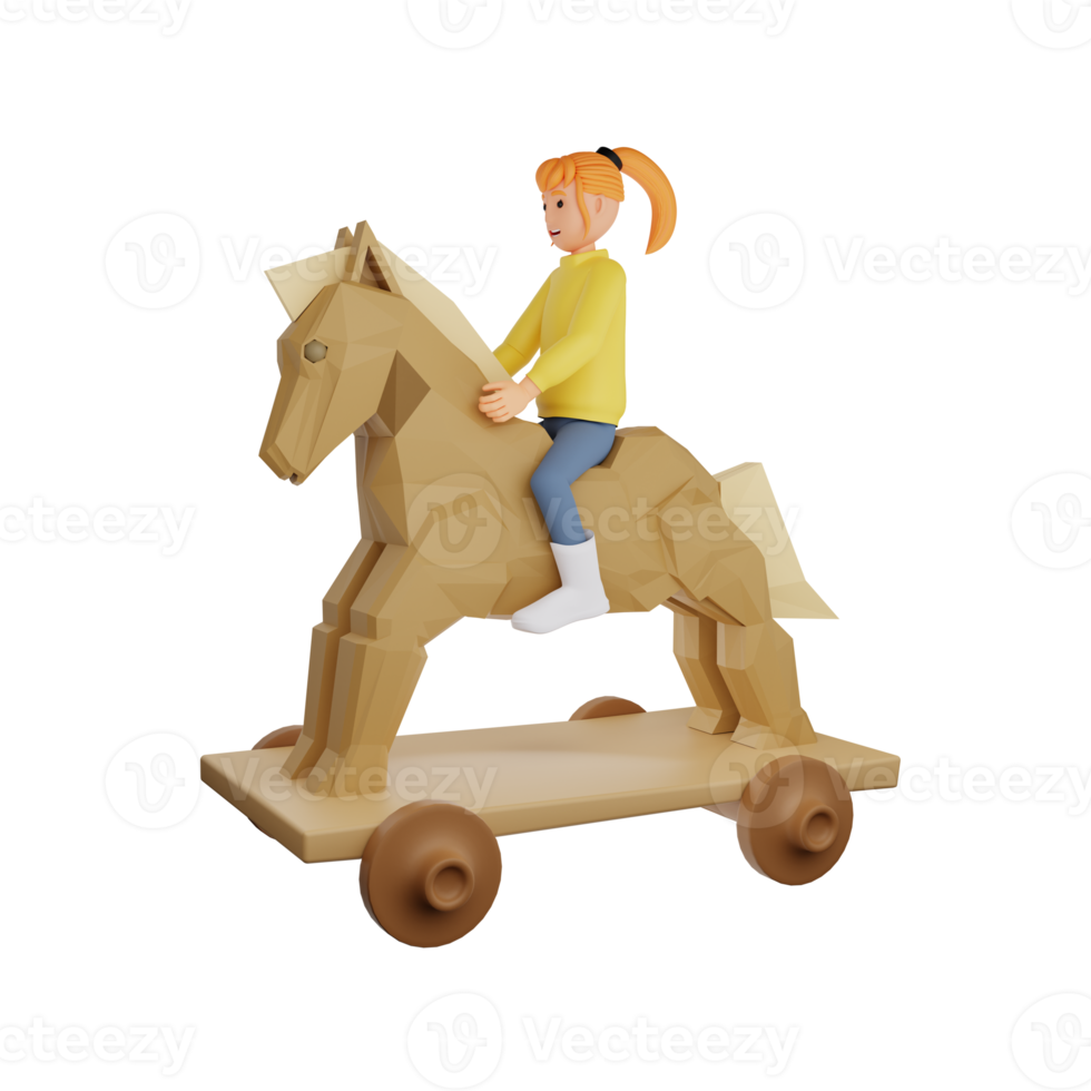 Trojan Attack 3D Character Illustration png