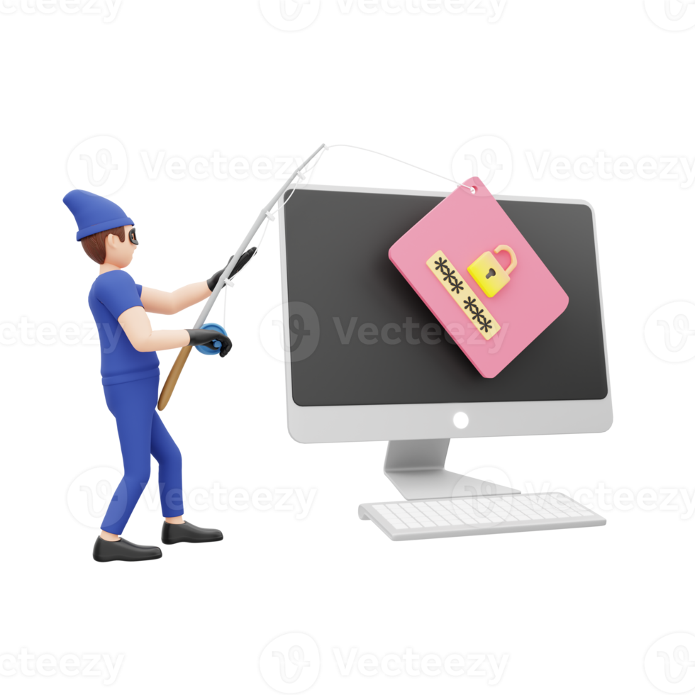 Stealing Data 3D Character Illustration png