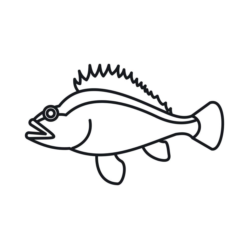 pez rosa, icono de sebastes norvegicus, estilo de esquema vector