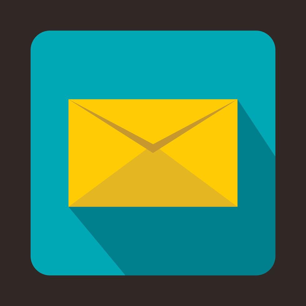 Yellow closed envelope icon, flat style vector