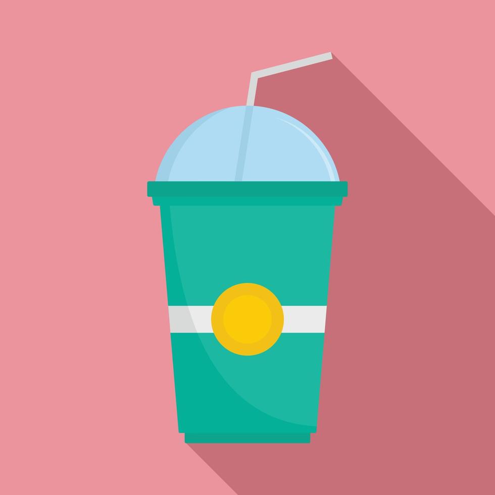 icono de batido de kiwi verde, estilo plano vector