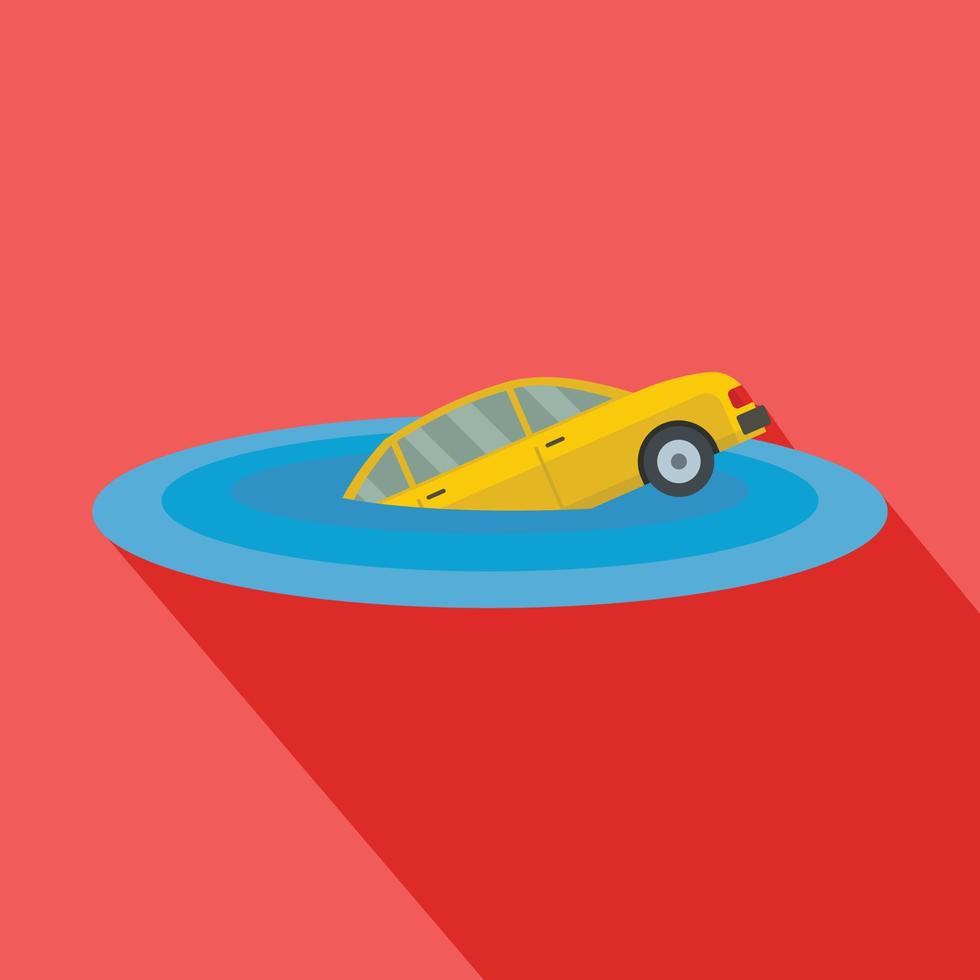 Sinking car icon, flat style vector