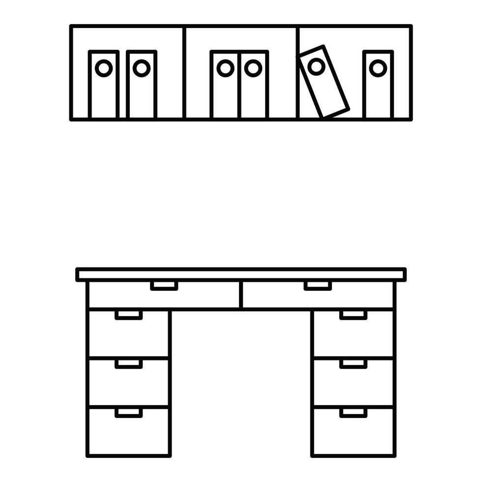 icono de escritorio de oficina, estilo de esquema vector