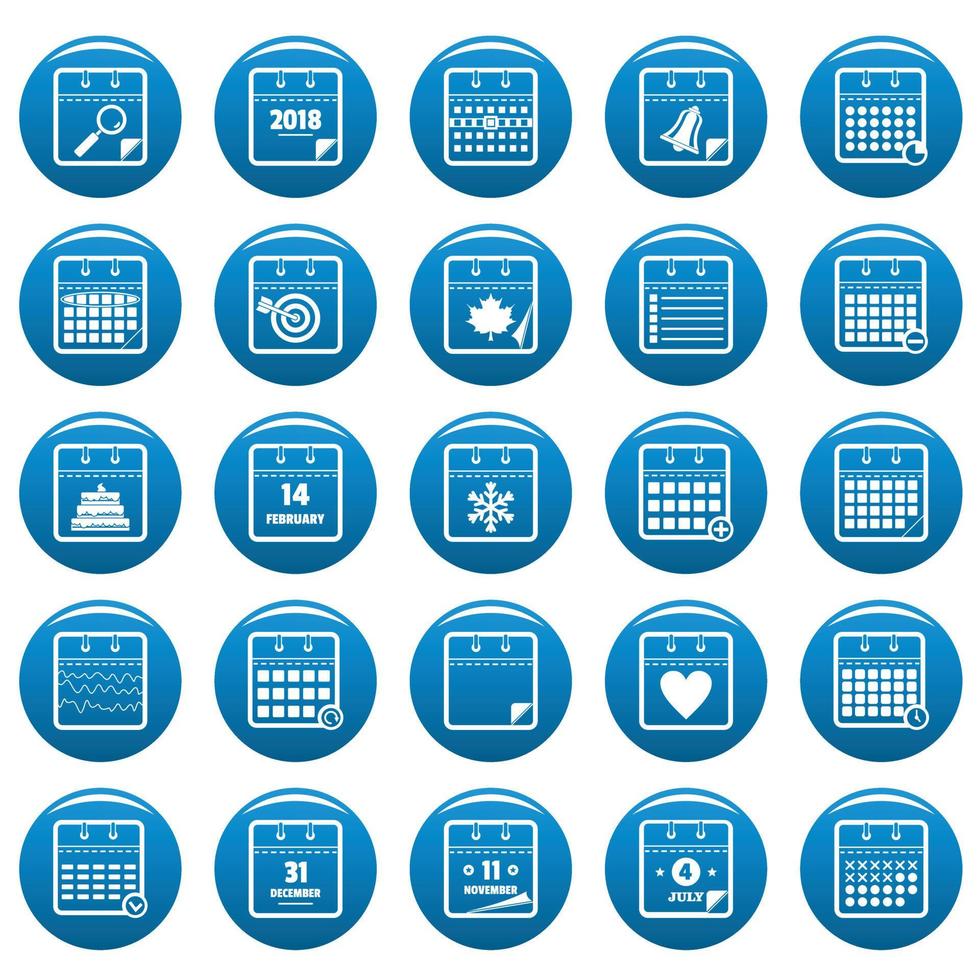 Calendar vector icons set blue, simple style