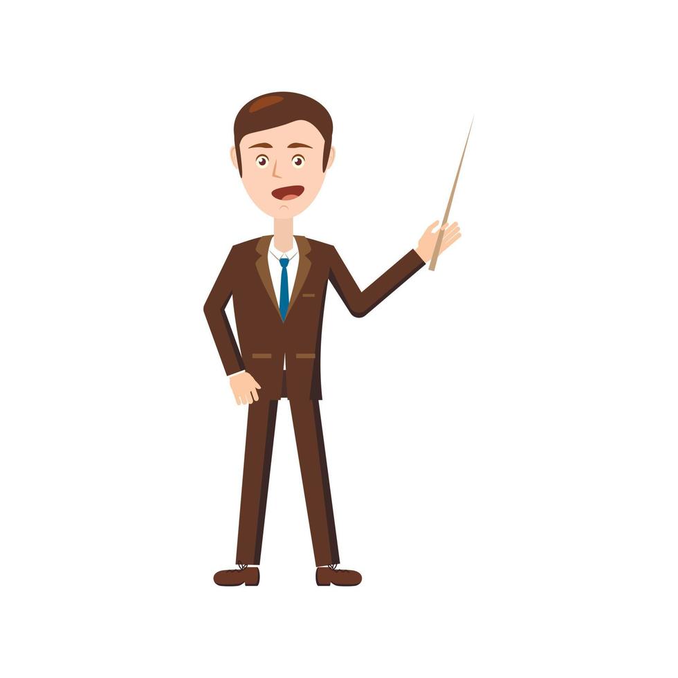 Businessman with pointer icon, cartoon style vector