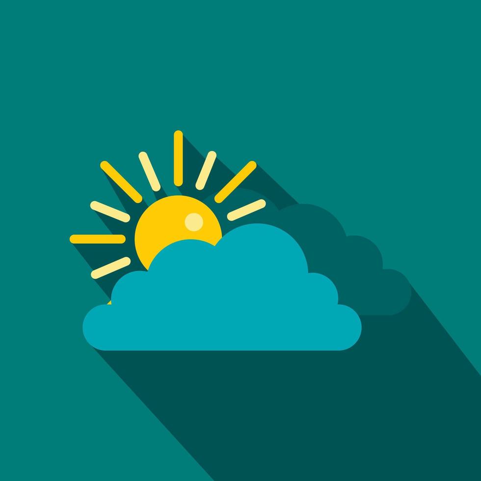Sun and cloud icon in flat style vector