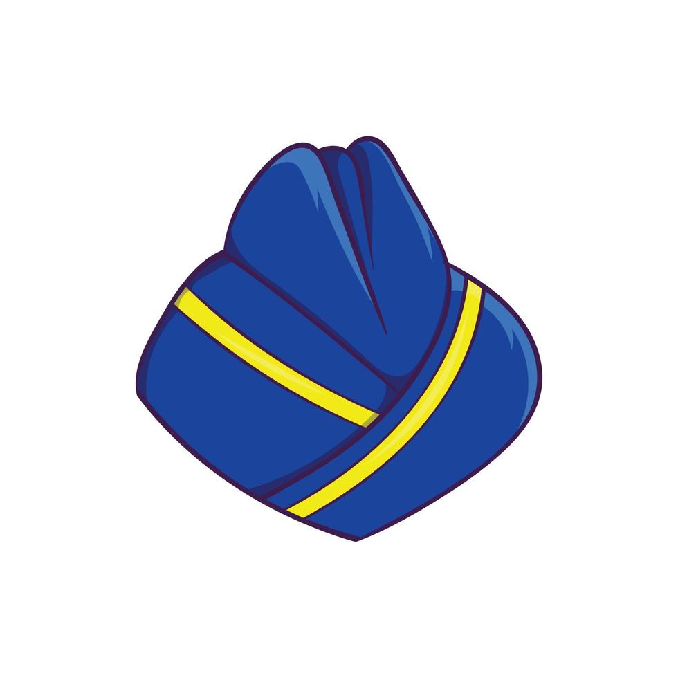 gorra de forraje azul del icono de la azafata, estilo de dibujos animados vector