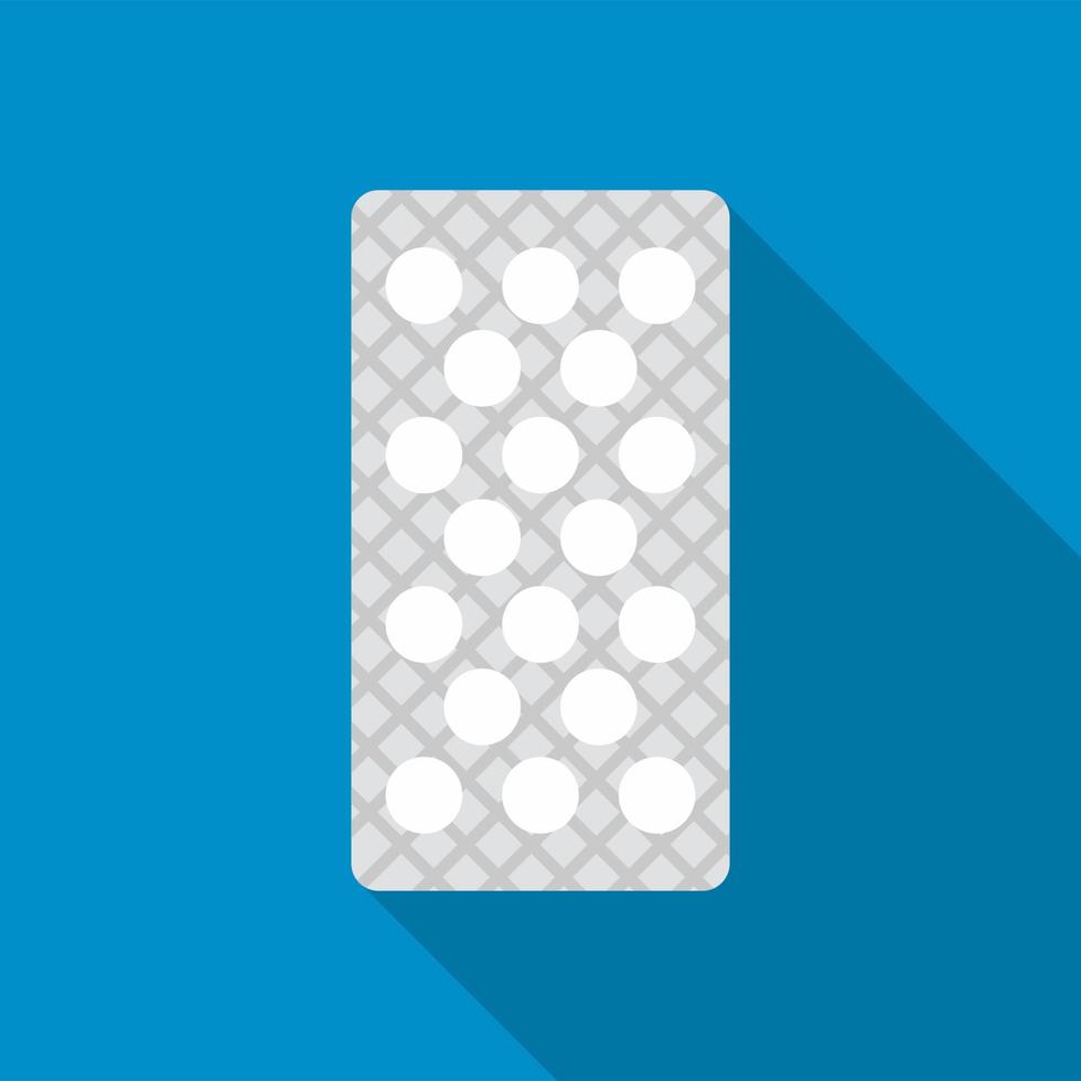 Round pills in a blister pack icon, flat style vector