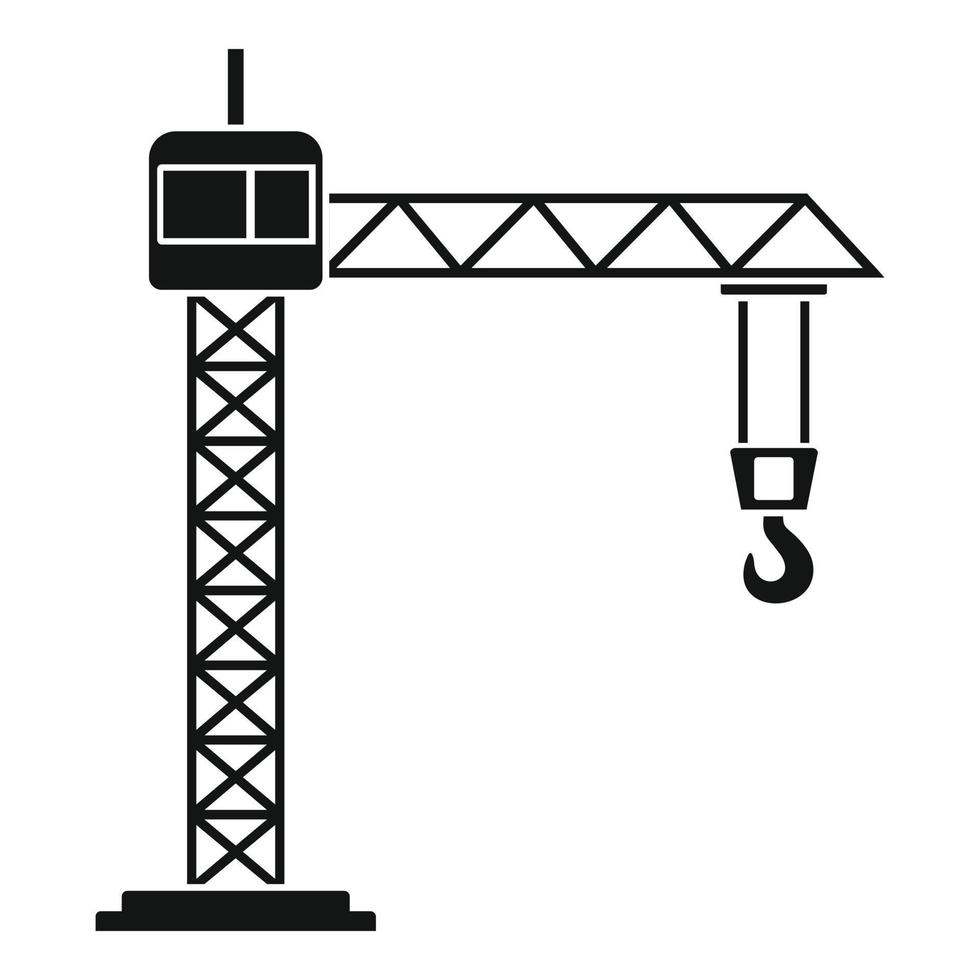 icono de grúa de construcción, estilo simple vector