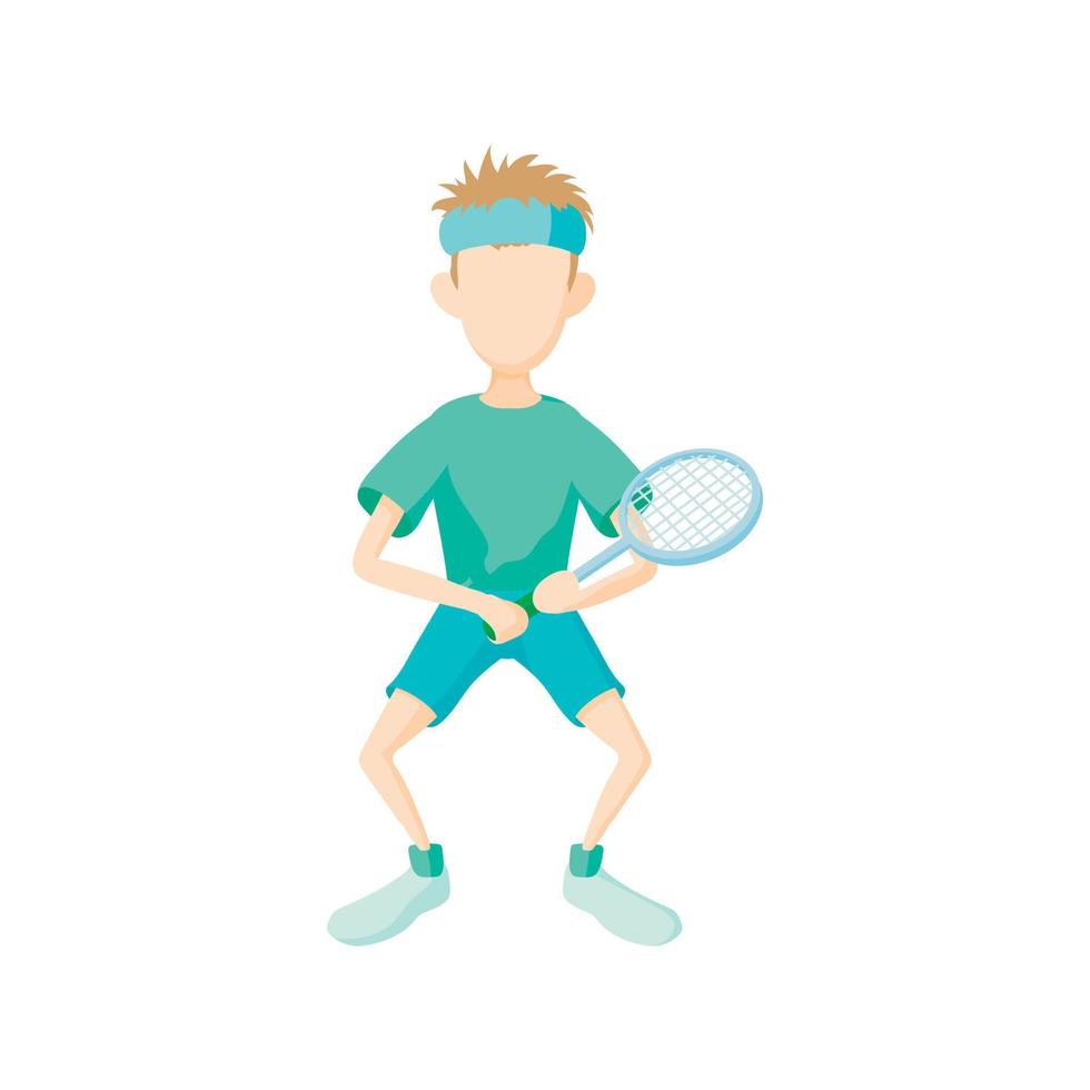 Tennis player icon, cartoon style vector