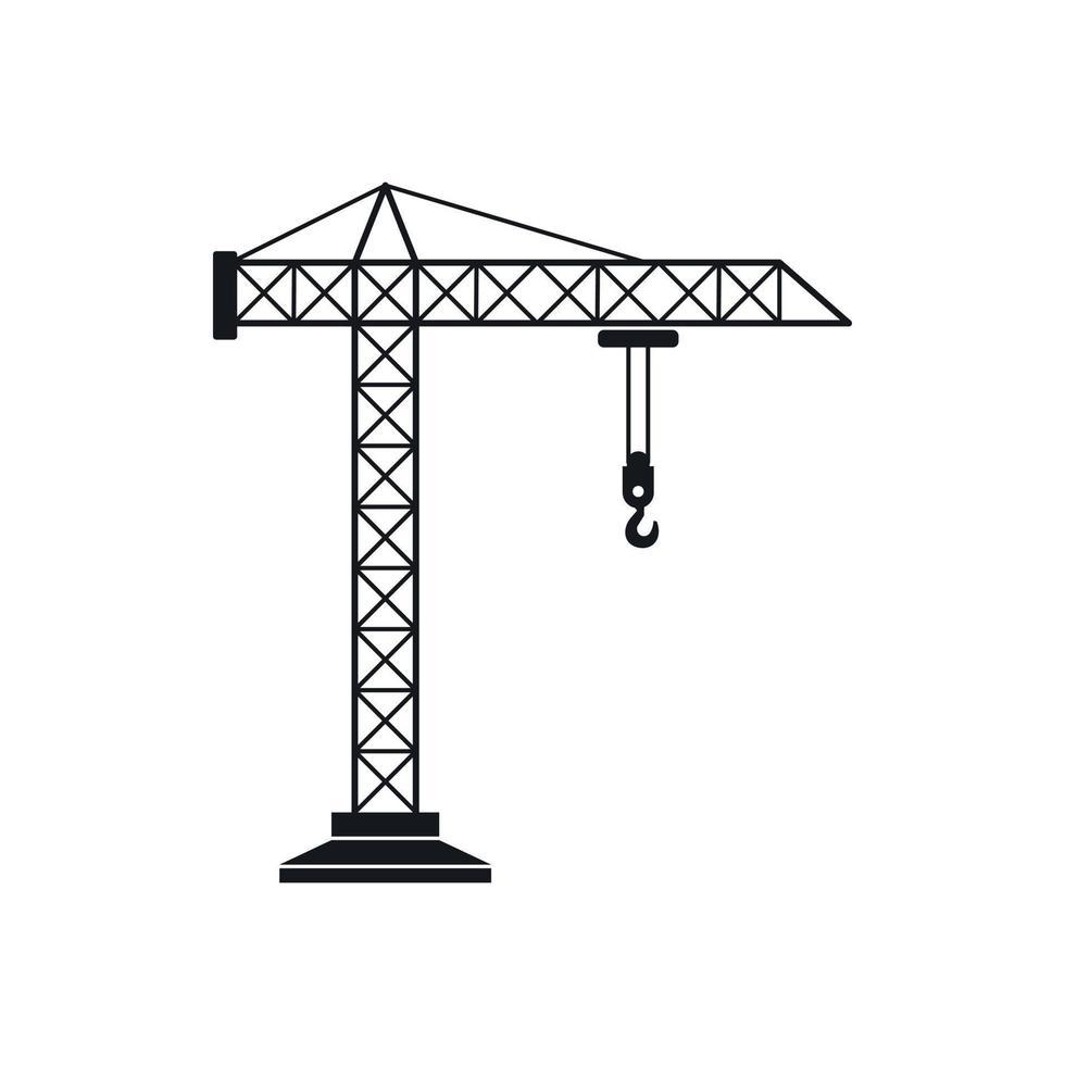 Construction crane icon, simple style vector