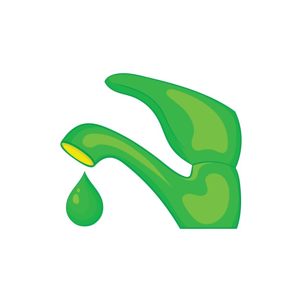 Eco water from faucet icon, cartoon style vector