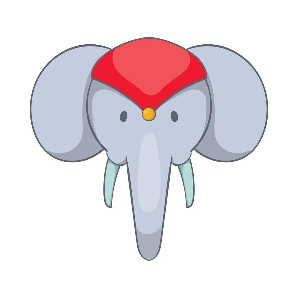 Head of decorated elephant icon, cartoon style vector