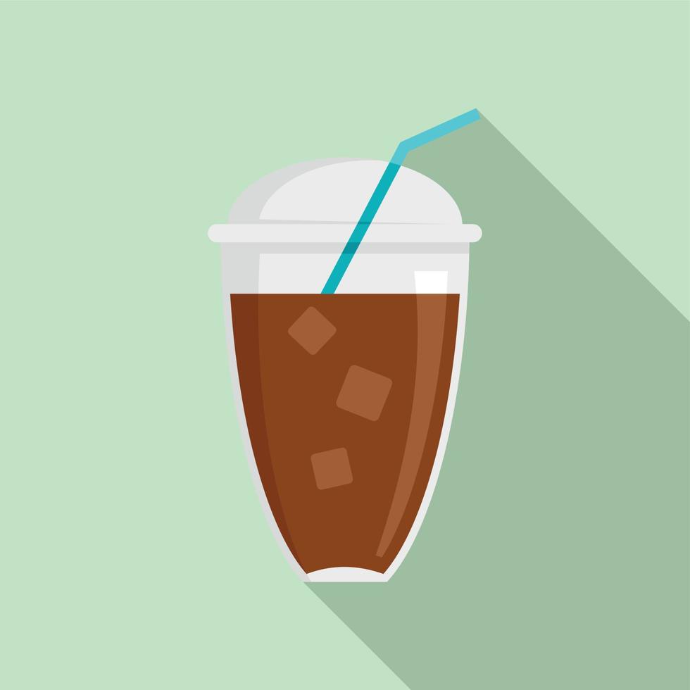 Ice coffee icon, flat style vector