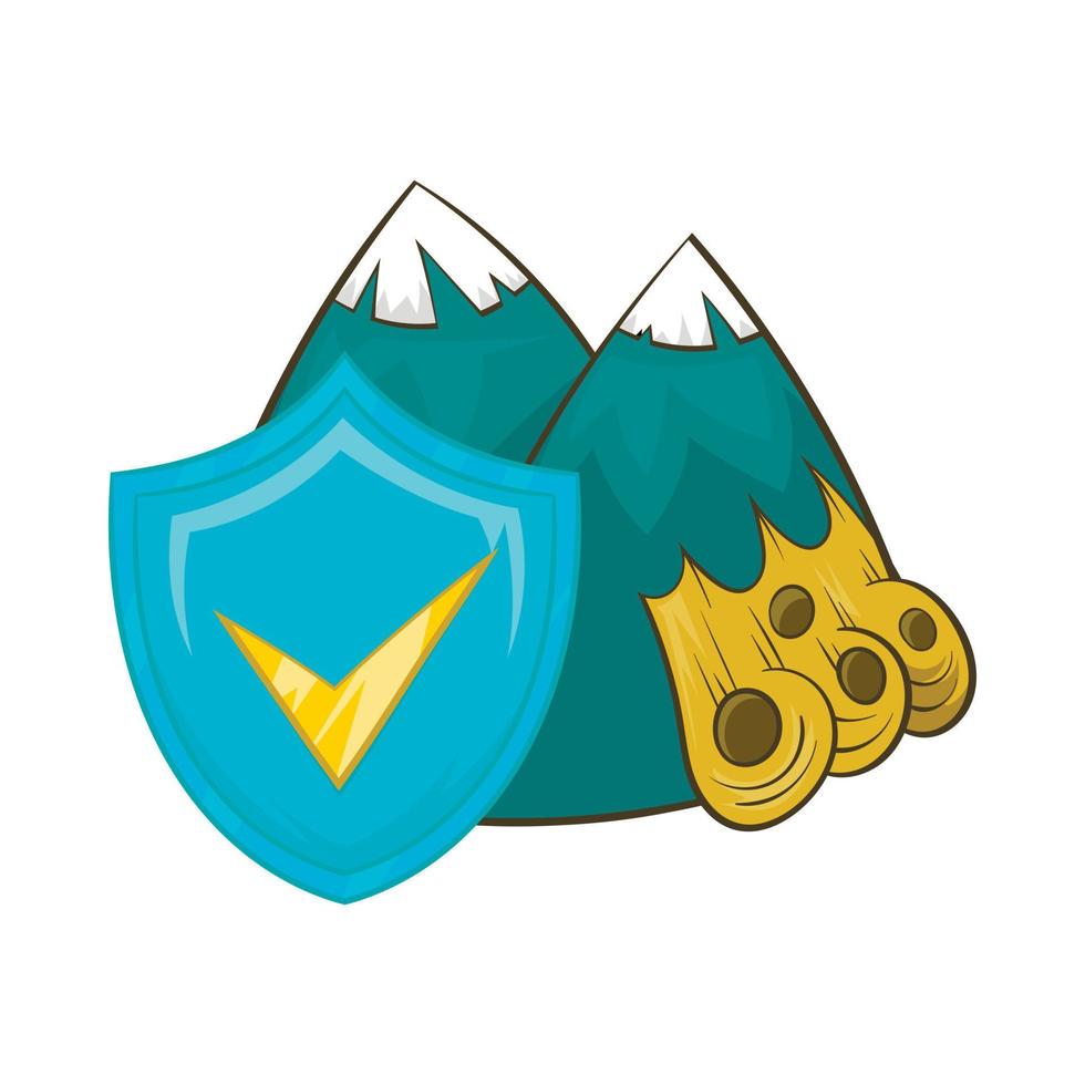Landslide and blue shield with tick icon vector