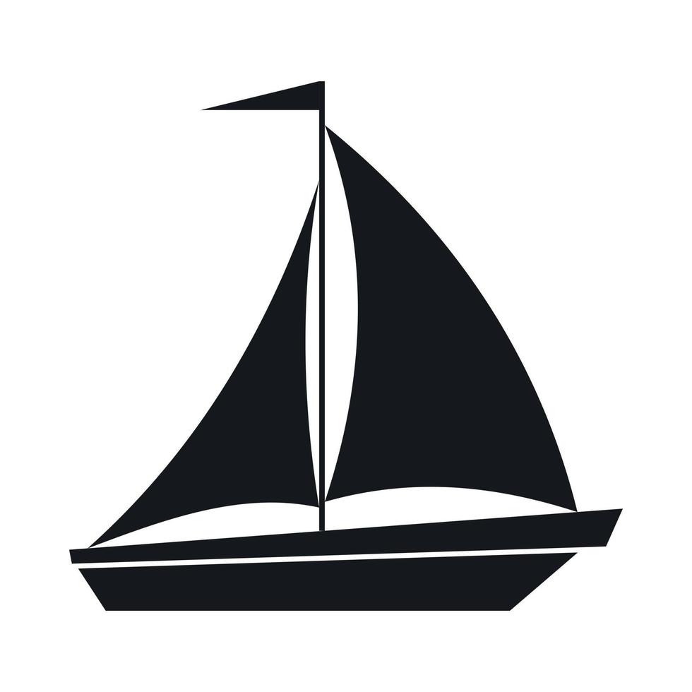 Boat with sails icon, simple style vector