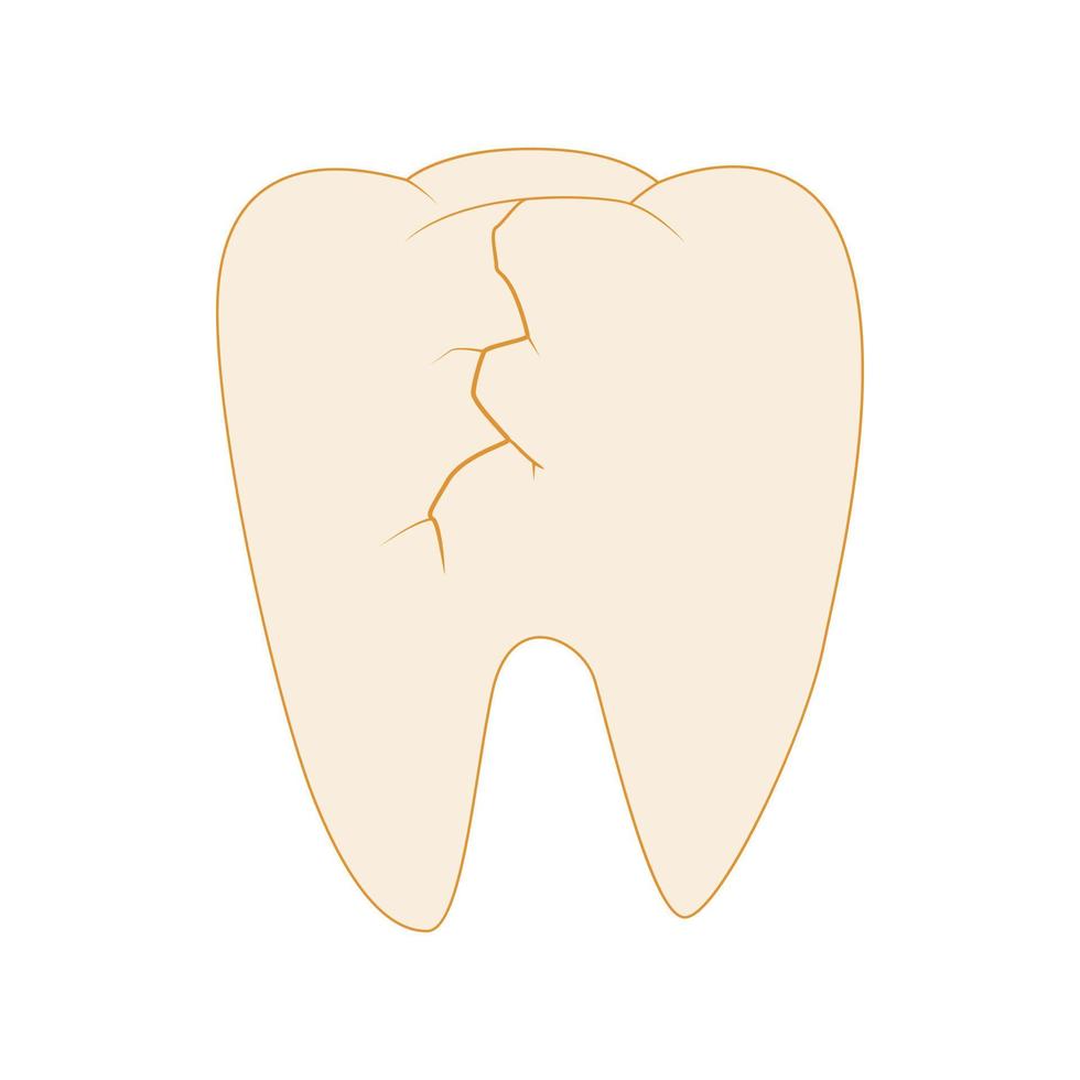 Cracked tooth icon, cartoon style vector