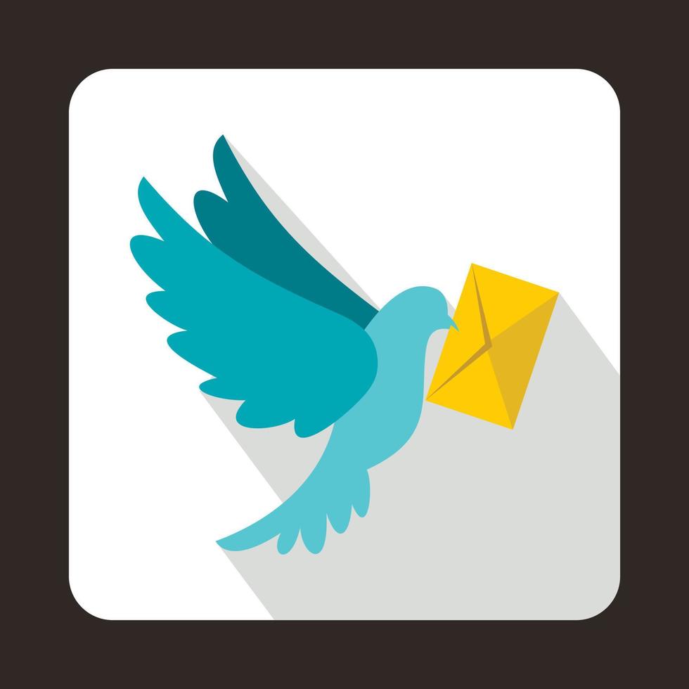 Dove carrying envelope icon, flat style vector