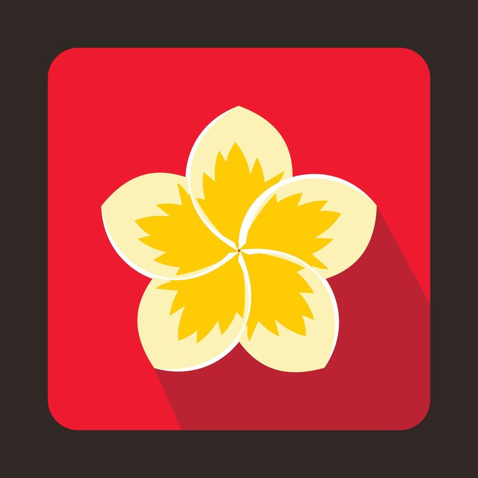 Frangipani flower icon in flat style vector