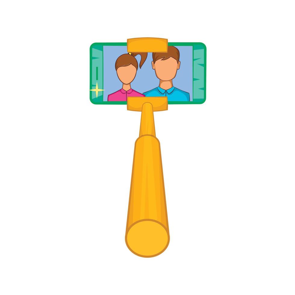 fotografías de teléfonos inteligentes en el icono del palo de selfie vector