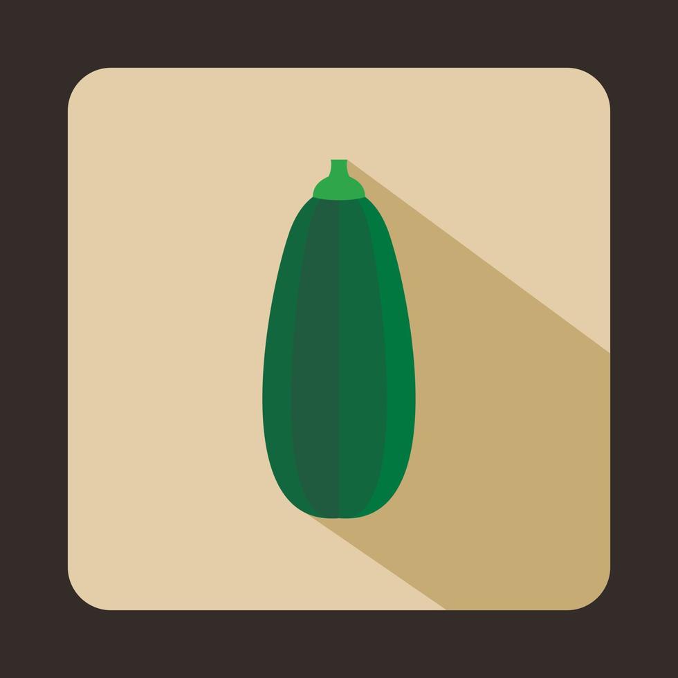 Green zucchini vegetable icon, flat style vector
