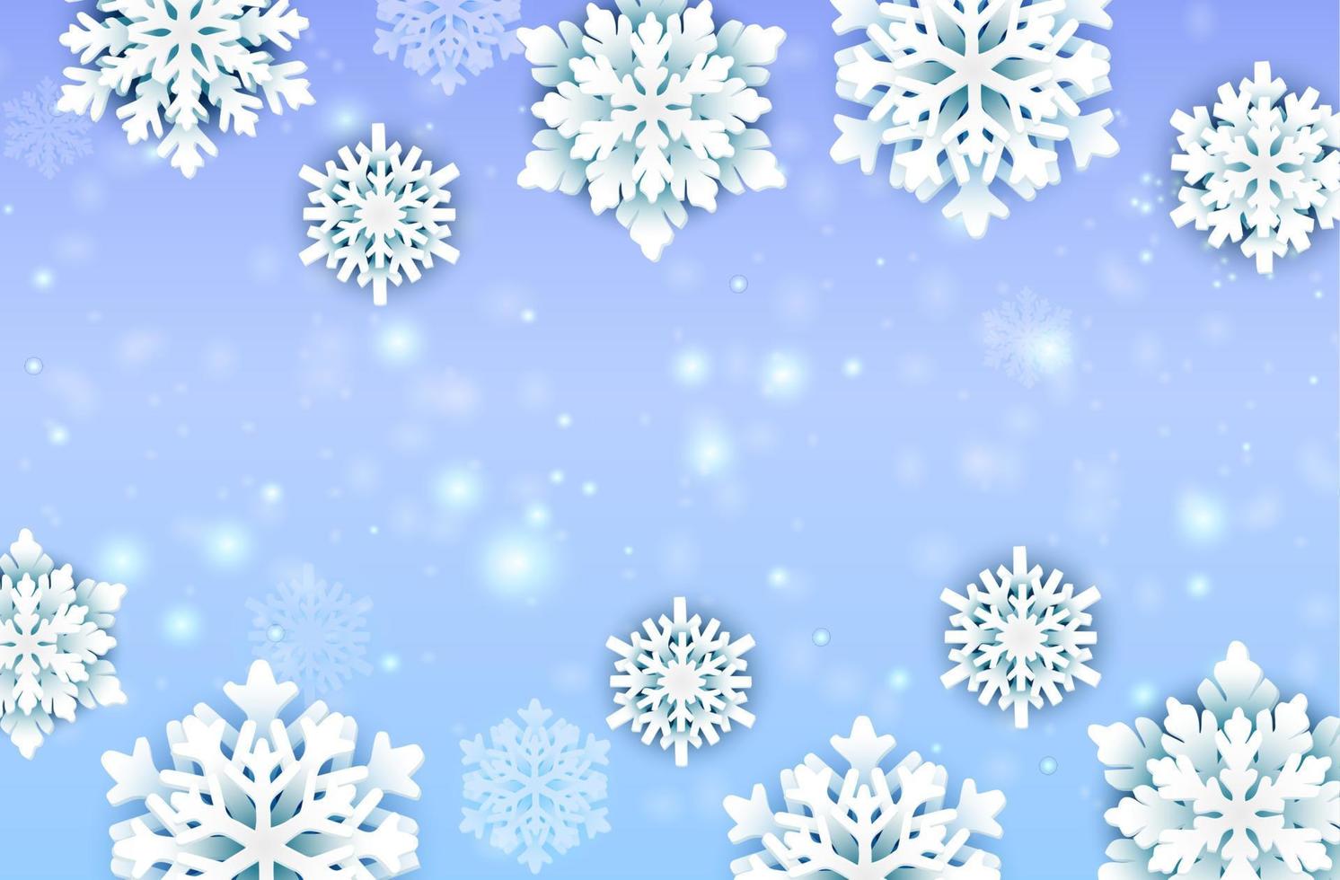 vector de copos de nieve de navidad y elementos decorativos de banner de luces.