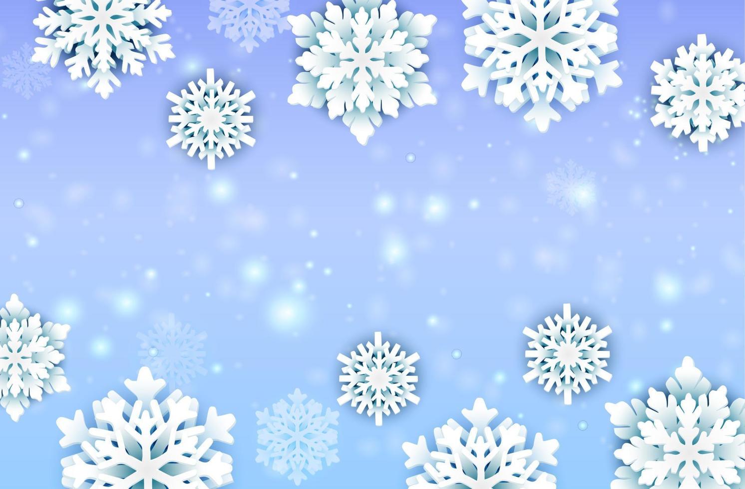 Vector Christmas snowflakes and lights banner decorative elements.