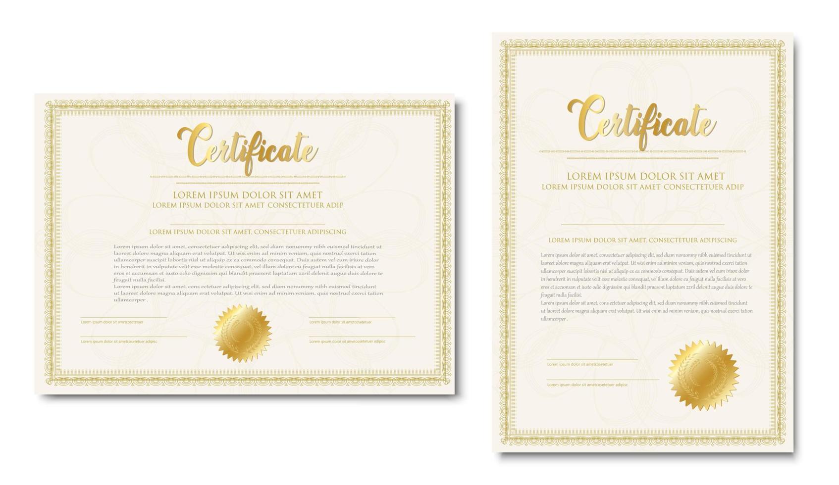 Vector realistic template  of two certificates.