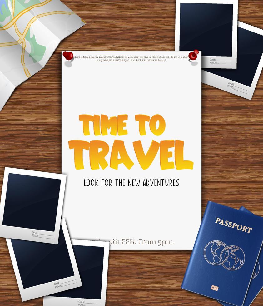 Vector travel banner with photos and copy space.